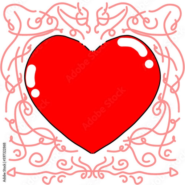Obraz heart with pink scribble frame