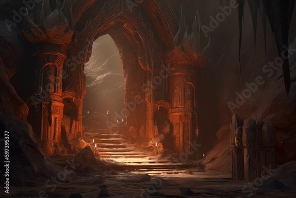 Fototapeta Gate fire hell inferno. Generate Ai