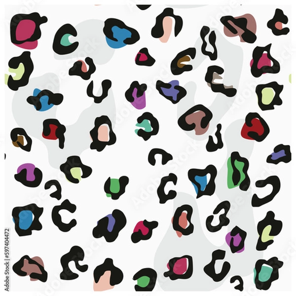 Obraz Leopard hair and fur pattern vector graphic. decorative background. Big cat fur patterns.
