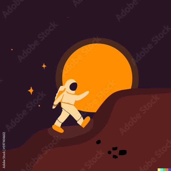 Obraz Astronaut on the Moon Vector Illustration 