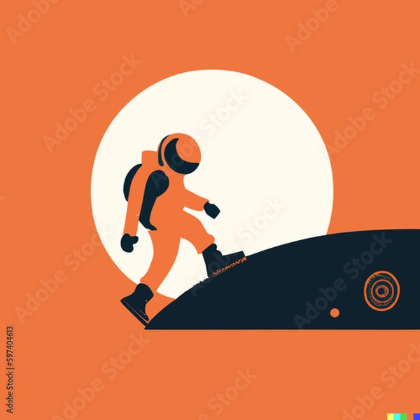 Obraz Astronaut on the Moon Vector Illustration 