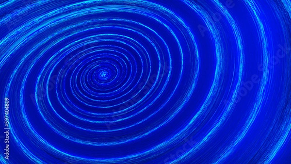 Fototapeta Energy Vortex. Liquid hypnotic looped aqua swirl turning. Luminous whirlpool. Abstract digital swirl. Rotating swirling shapes particles. 3D.