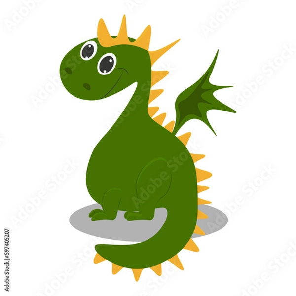 Obraz Cute cartoon green Dragon. Vector illustration. zodiac