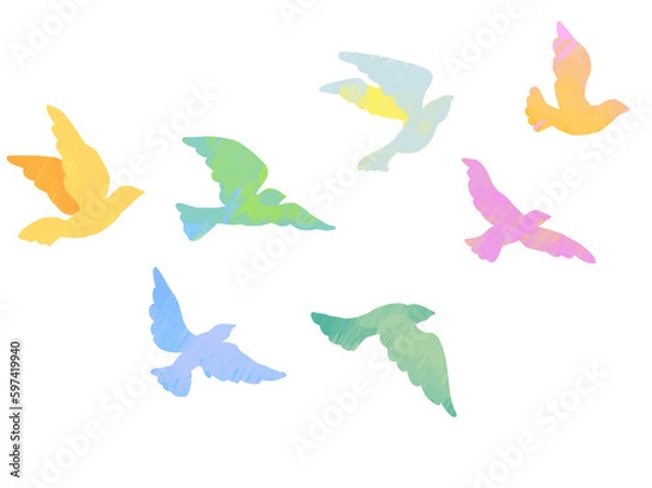 Obraz 鳥の群れ,イラスト,あしらい