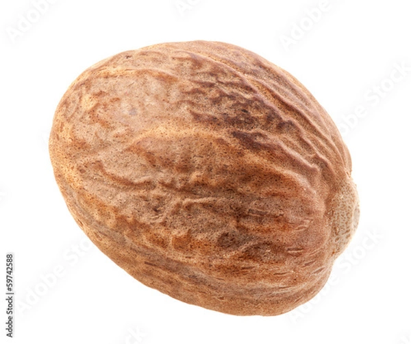 Fototapeta One Nutmeg Isolated on white background