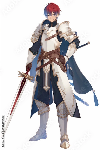 Fototapeta 剣士の男性キャラクターの全身イラスト(AI generated image)