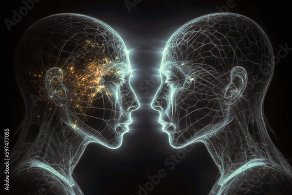 Fototapeta the humans communicate with each other telephatically, illustration, future concept, generative ai