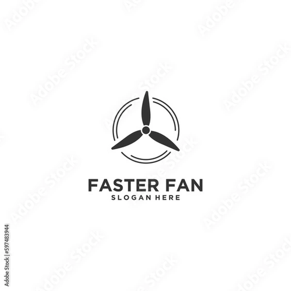 Fototapeta fast or turbine fan logo in white background