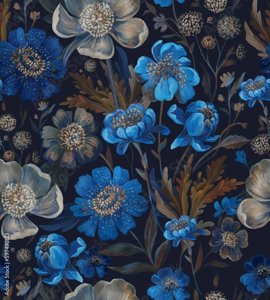 Obraz A magical floral pattern. Seamless pattern. Hand-drawn with acrylic.