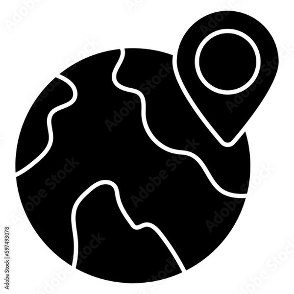 Fototapeta Pin with globe denoting concept of global location icon 