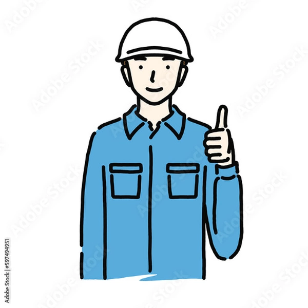 Fototapeta グッジョブポーズをする作業服の男性