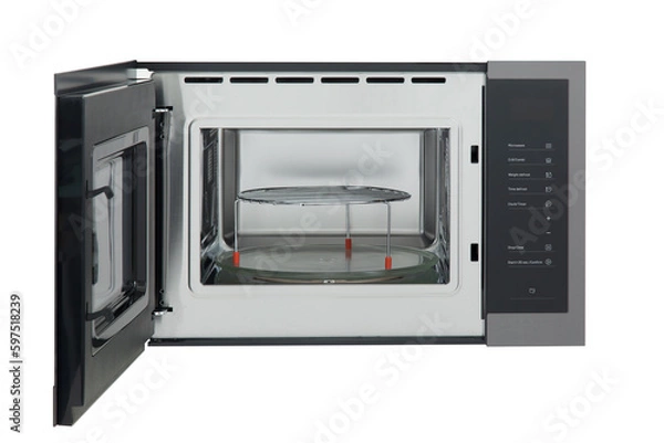 Fototapeta opened modern microwave isolated on white 