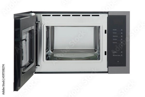 Fototapeta opened modern microwave isolated on white 