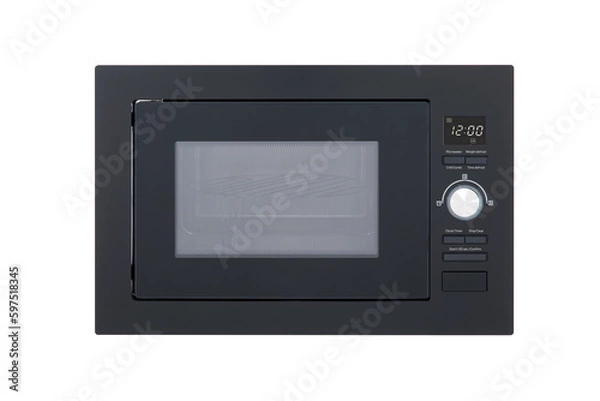 Fototapeta black microwave isolated on white 