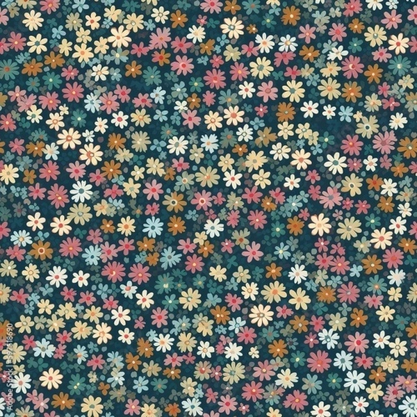 Fototapeta Seamless tileable tiny flowers background pattern