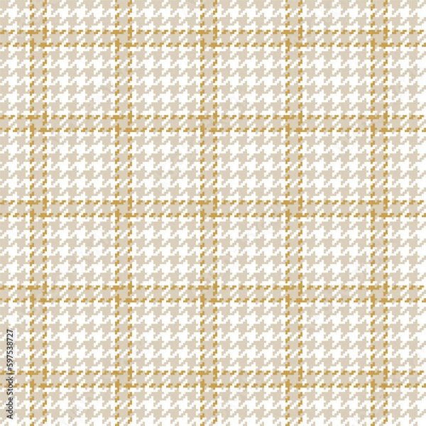 Obraz Houndstooth, classic plaid seamless pattern with golden strips on light grey