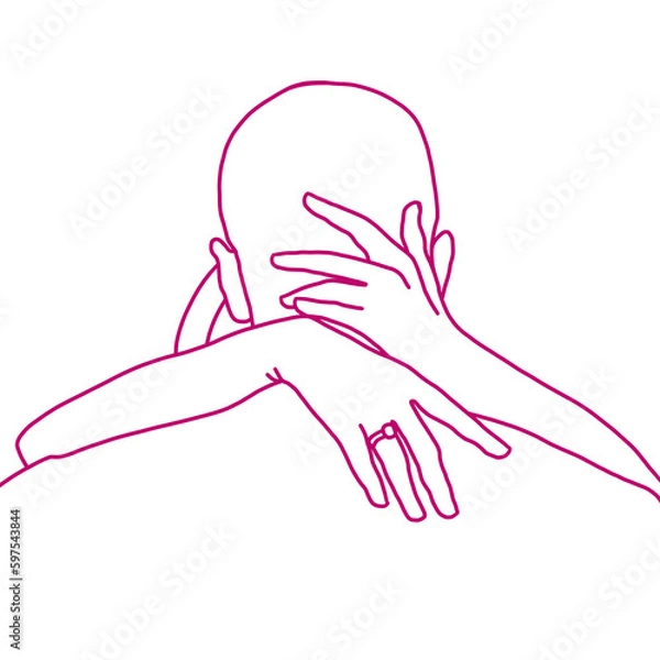 Fototapeta Imaginative illustration of an embrace. A couple in love embracing. Line illustration of a couple in love. Sublimation.