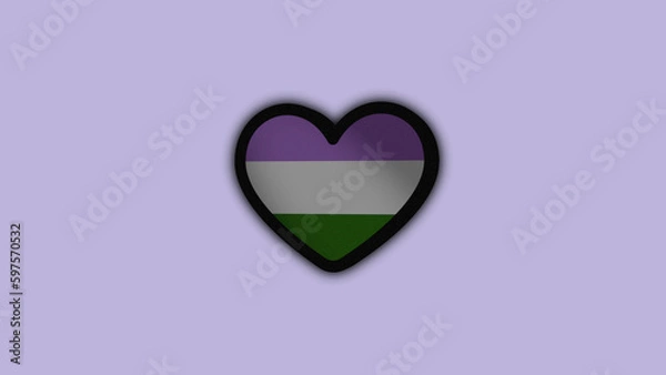 Obraz heart genderqueer flag LGBT 3d 
