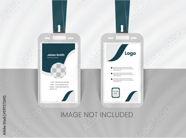Fototapeta Abstract Geometric Blue Id Card Design, Professional Identity Card Template Vector for Employee and Others