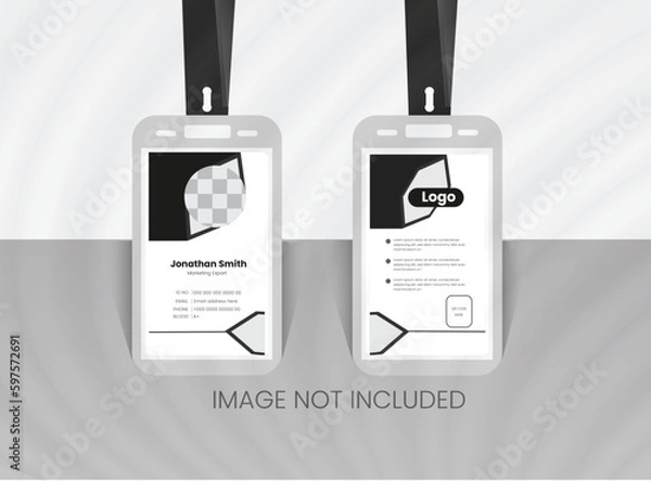 Fototapeta Abstract Geometric Blue Id Card Design, Professional Identity Card Template Vector for Employee and Others