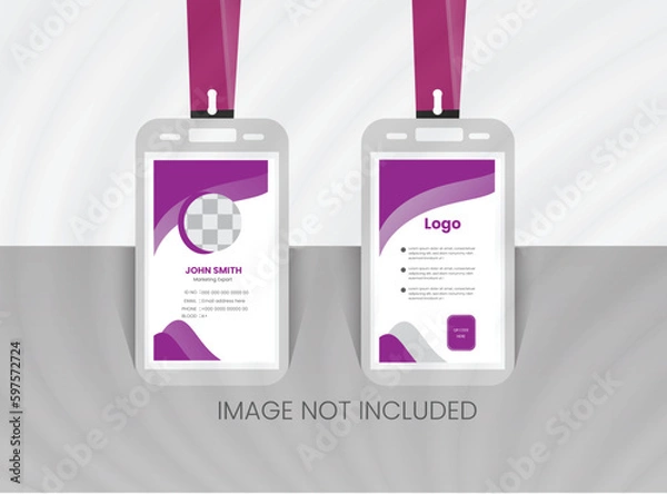 Fototapeta Abstract Geometric Blue Id Card Design, Professional Identity Card Template Vector for Employee and Others