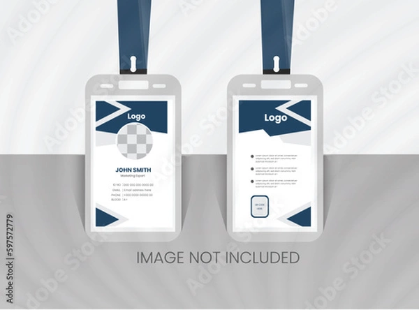 Fototapeta Abstract Geometric Blue Id Card Design, Professional Identity Card Template Vector for Employee and Others