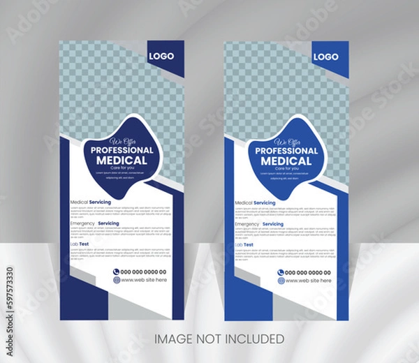 Fototapeta Professional health care and medical roll up design template, standee and banner template.