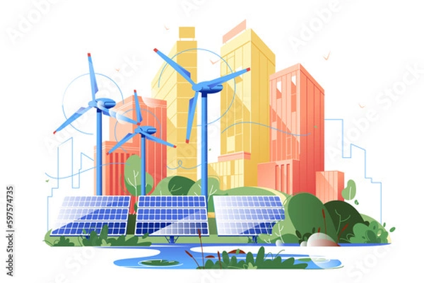 Fototapeta Solar powered city