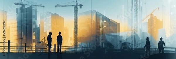 Obraz Illustration of building, construction and engineering - generative ai