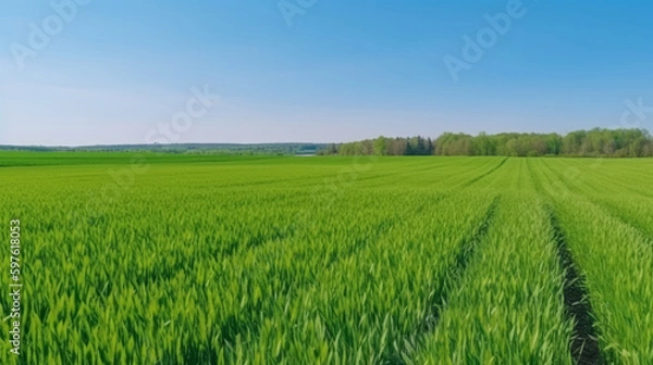 Fototapeta Juicy green field. Illustration AI Generative.