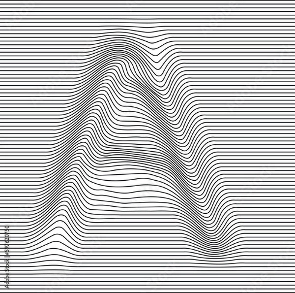 Obraz letter alphabet illusion with lines waves