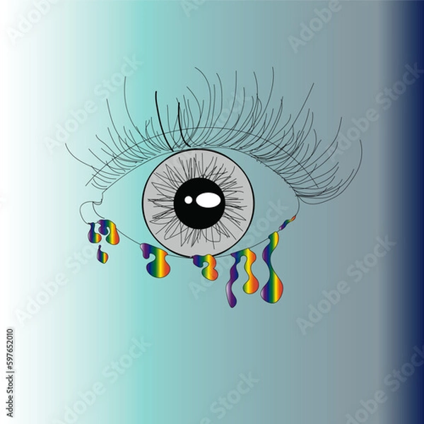 Obraz eye crying rainbow Ai