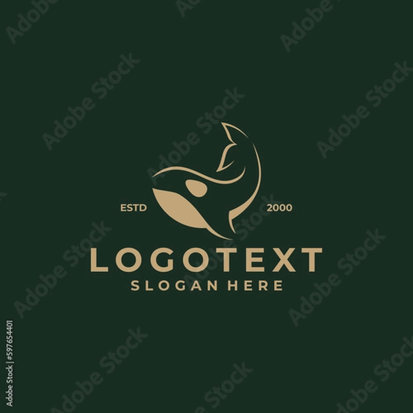 Obraz whale logo design luxury
