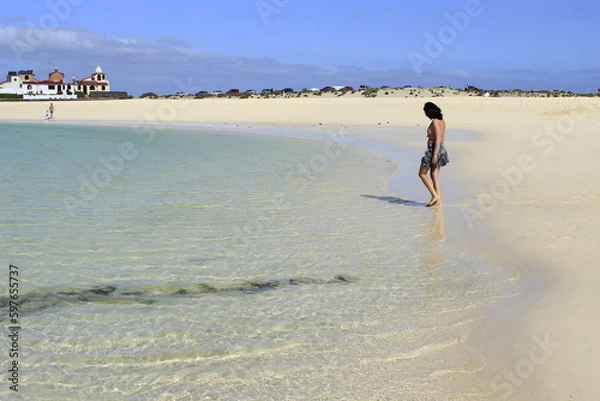 Obraz Paradise tropical white beach. Equatorial ocean, calm sea, flat waves, best beaches in the world. Top 10 most beautiful beaches.