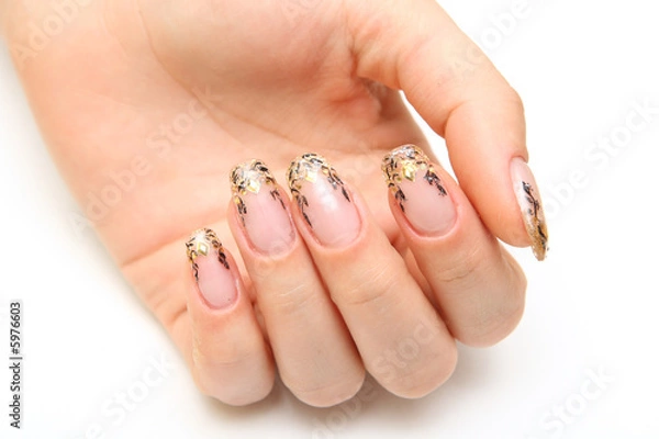 Fototapeta Manicure, women's hands with beautiful drawings on the nails