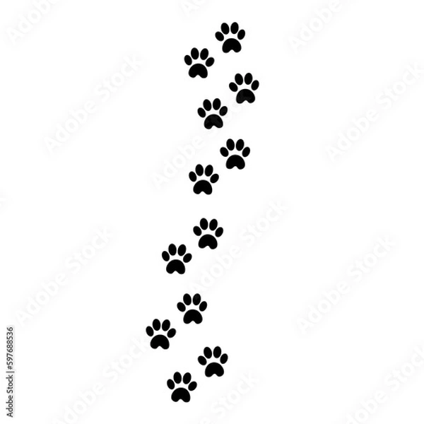 Obraz Cat footprints. Vector Illustration for printing, backgrounds, covers and packaging. Image can be used for greeting cards, posters, stickers and textile. Isolated on white background.