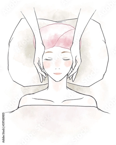 Obraz リラックスしてフェイシャルマッサージを受ける女性