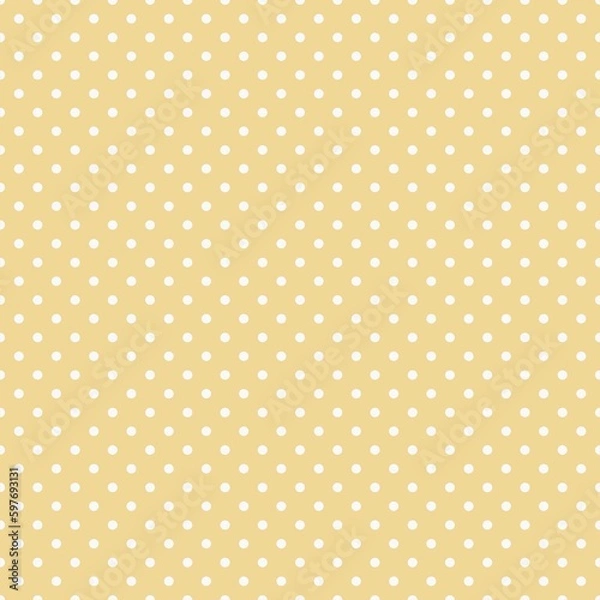 Fototapeta Polka dot seamless pattern, white, yellow, can be used in the design. Bedding, curtains, tablecloths