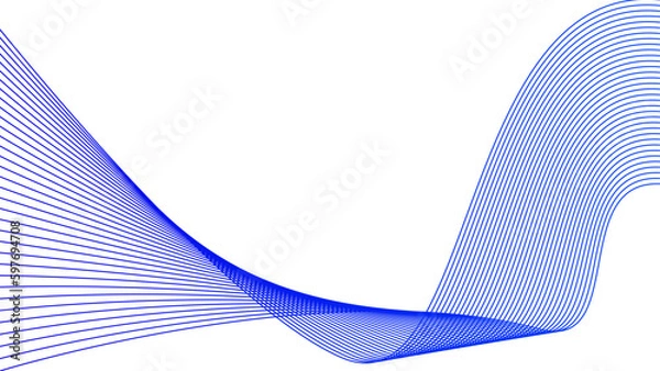Obraz blue wavy tech lines abstract background illustration eps	