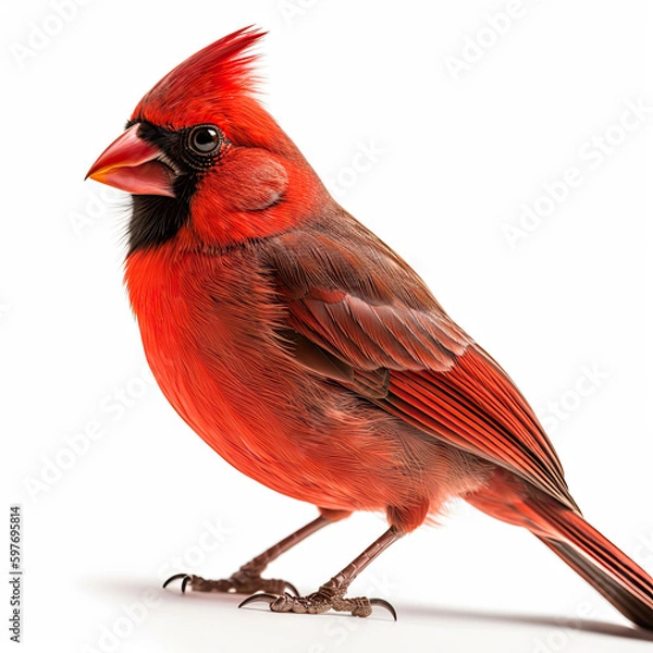 Fototapeta Cardinal Full Body on White Background - Made with Generative AI