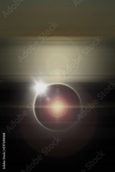 Fototapeta Abstract shiny spotlight background with copy space. Sun and sky backdrop with light flare. Illustration concept for graphic design, banner, poster, website, presentation or wallpaper.