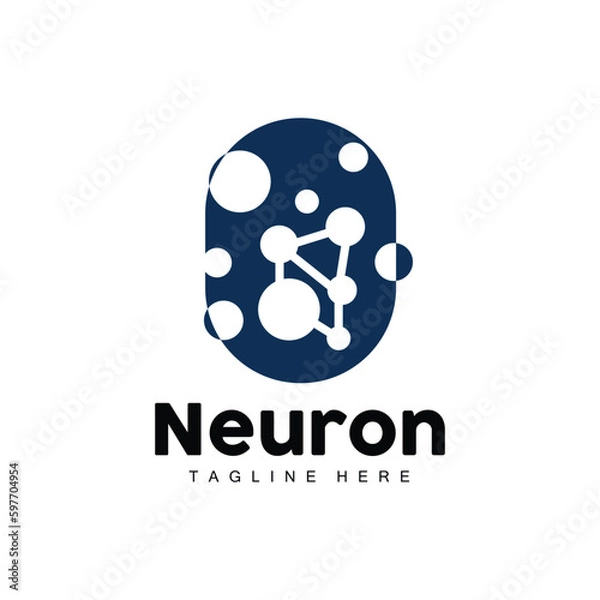 Fototapeta Neuron Logo Design Vector nerve cell illustration Molecular DNA health brand
