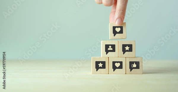 Obraz Social media interaction concept. Various symbols and opinions are accepted. The way we connect, interact, and share information. Opened up new opportunities for businesses to engage with customers.