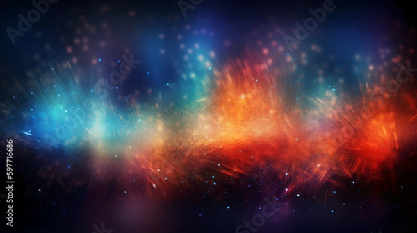 Fototapeta A blurred independense day, divine sky abstract background with bokeh glow, Illustration. AI generative