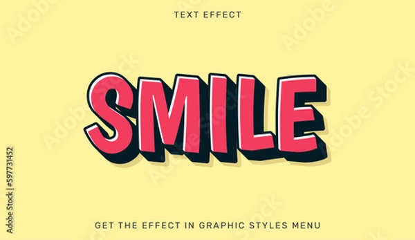 Fototapeta Smile editable text effect in 3d style