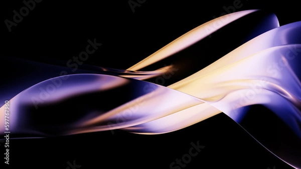 Fototapeta Abstract dark holographic iridescent neon background fluid liquid glass curved wave in motion 3d render. Gradient design element for banners, backgrounds, wallpapers and covers.