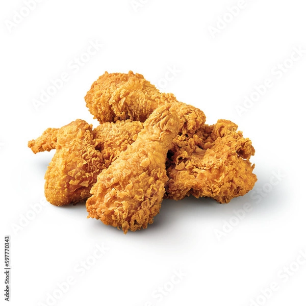 Obraz Fried Chicken Set isolated on white background	
