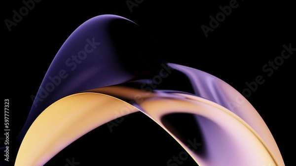 Fototapeta Abstract dark holographic iridescent neon background fluid liquid glass curved wave in motion 3d render. Gradient design element for banners, backgrounds, wallpapers and covers.