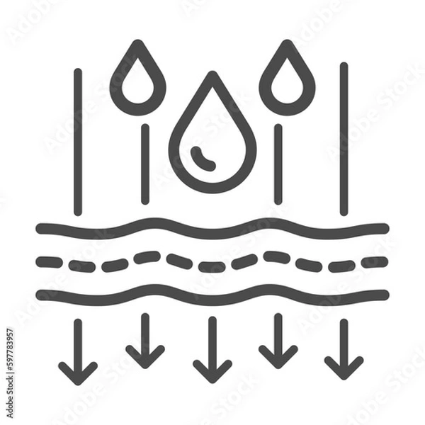 Obraz symbol of water drop skin permeate. Simple Thin line icon