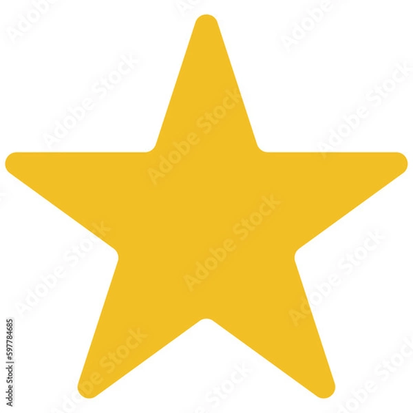 Obraz Gold star icon, yellow color curved corner cute flat style rank, rating concept vector. Trendy design graphic for web, mobile, app, UI, logo, game, stamp, label symbol isolated background.